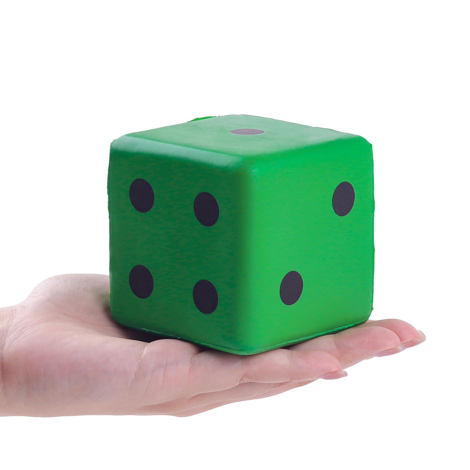 Anboor Large Foam Dice for Adults kids - 3.15" Jumbo Big Colorful Dice Giant Soft Fun for Game Nights & Classroom Activities (Green)