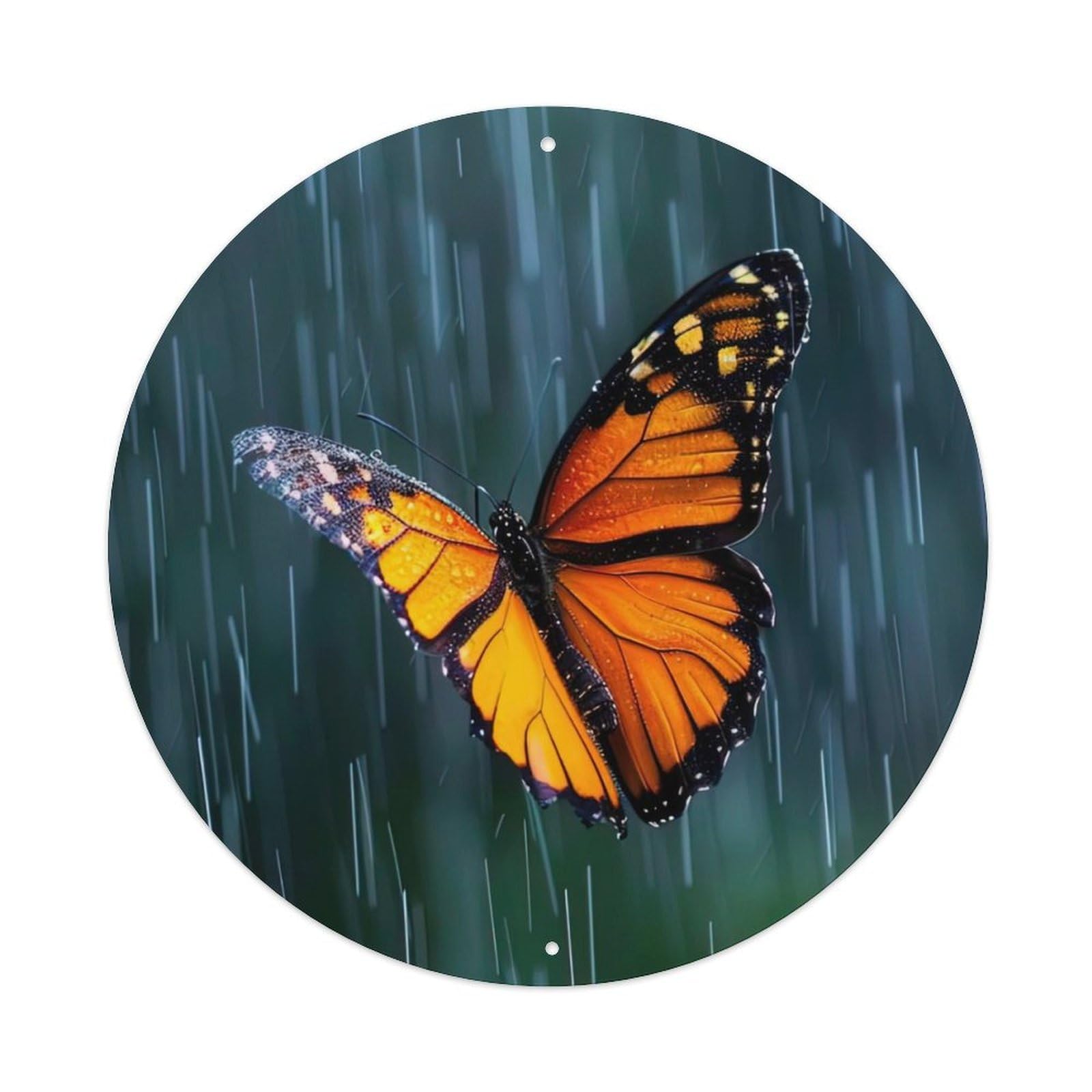 Animal Artwork Butterfly in The Rain Metal Tin Sign