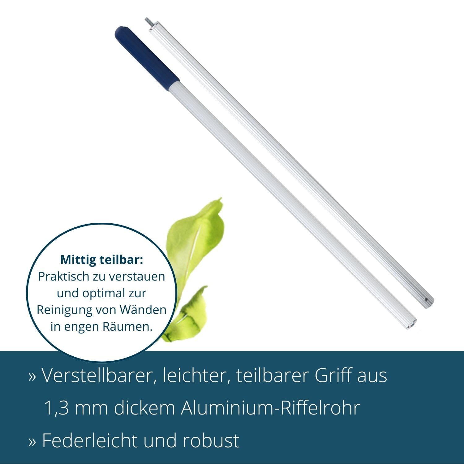 Ha-Ra Bodenexpress 42cm aus Edelstahl mit Teleskop-Stiel I robuster Boden-Wischer zur Reinigung für Böden & Wände I wendiger Wischmop mit rutschfestem Griff & längenverstellbarem Stiel