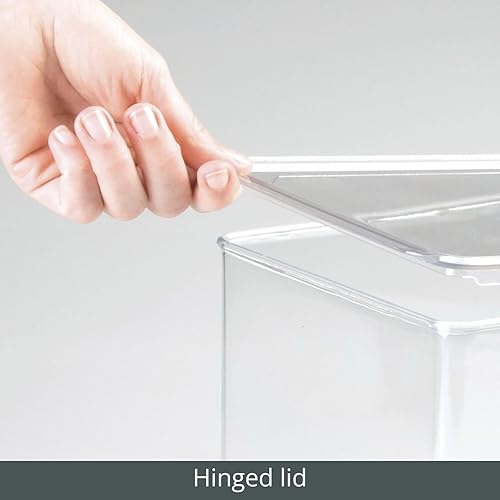 Miniatura 6 de mDesign Contenedor de plástico apilable para armario con tapa de bisagra para organizar zapatos botines bombas sandalias cuñas planos tacones