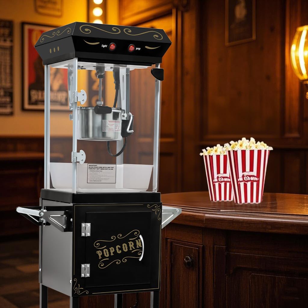 6OZ Popcorn Maker:This 480W theater-style popcorn popper. It includes a heated deck to keep your popcorn warm and fresh, and an old maids drawer to collect un-popped kernels, making cleanup a breeze