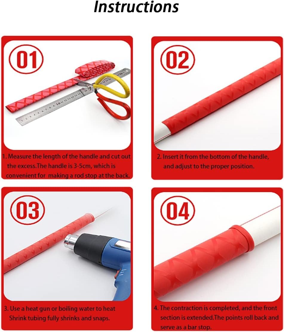 Gaine thermorétractable antidérapante de 22 mm – Housse antidérapante à motifs rouges pour isolation électrique, protection flexible contre l'électricité, design durable résistant à la transpiration.