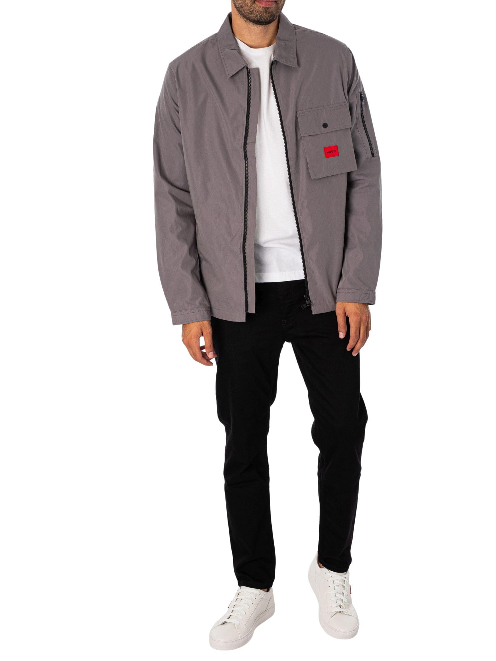 Hugo Mens Cotton Mix Canvas Zip Up Overshirt