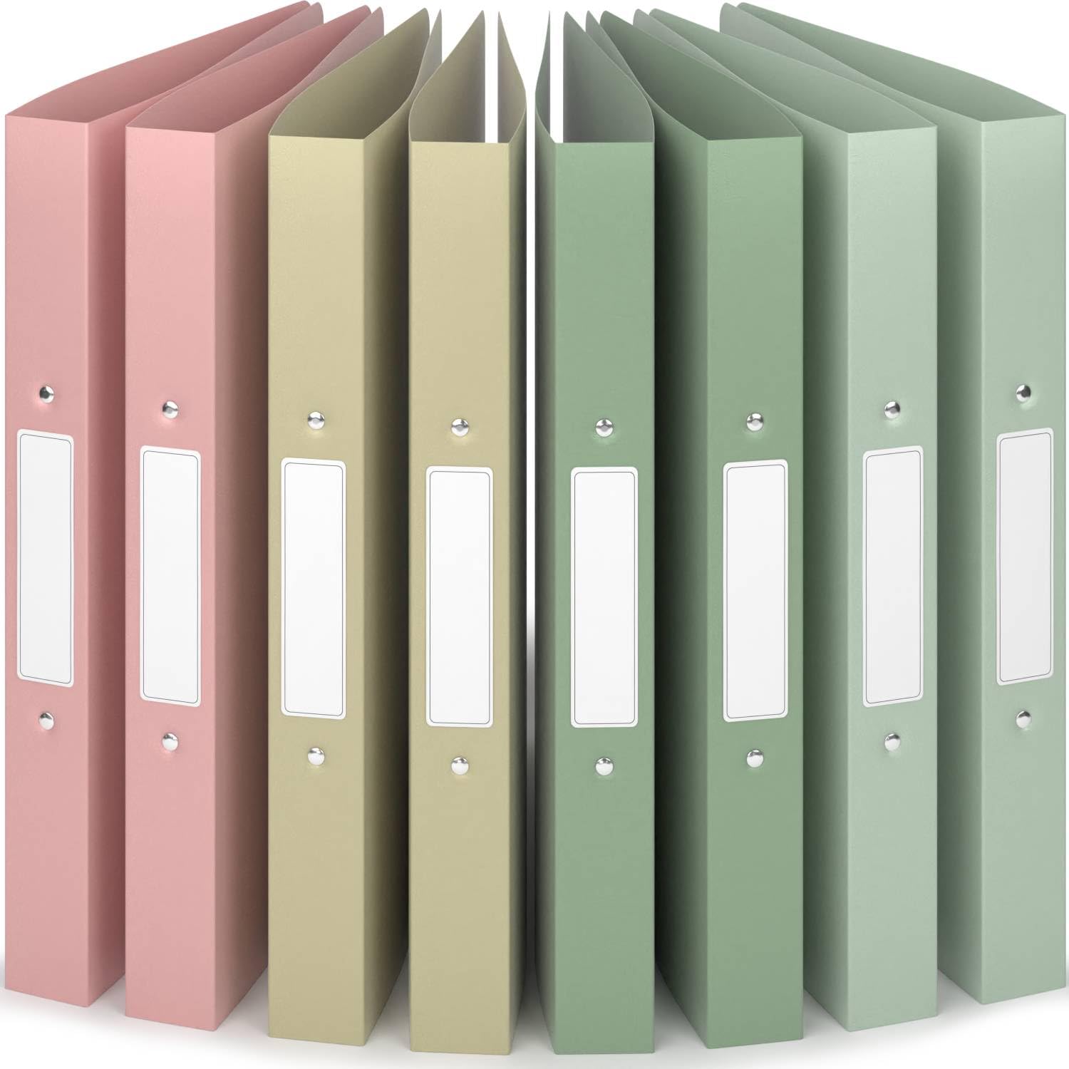 ACROPAQ - 8 x Ring Binder A4 - Flexible A4 Folder Files for 200 Pages, Binders with 2 Rings, Spine Width 3.5 cm, Earth ‘Nature’ Color Collection - Slim Binder, School Folder, Plastic Folder — image 1