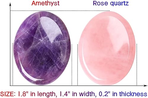 Miniatura 5 de 2 piedras de preocupación para la ansiedad, amatista, cuarzo rosa, cristales curativos tallados a mano, piedras de pulgar talladas a mano,