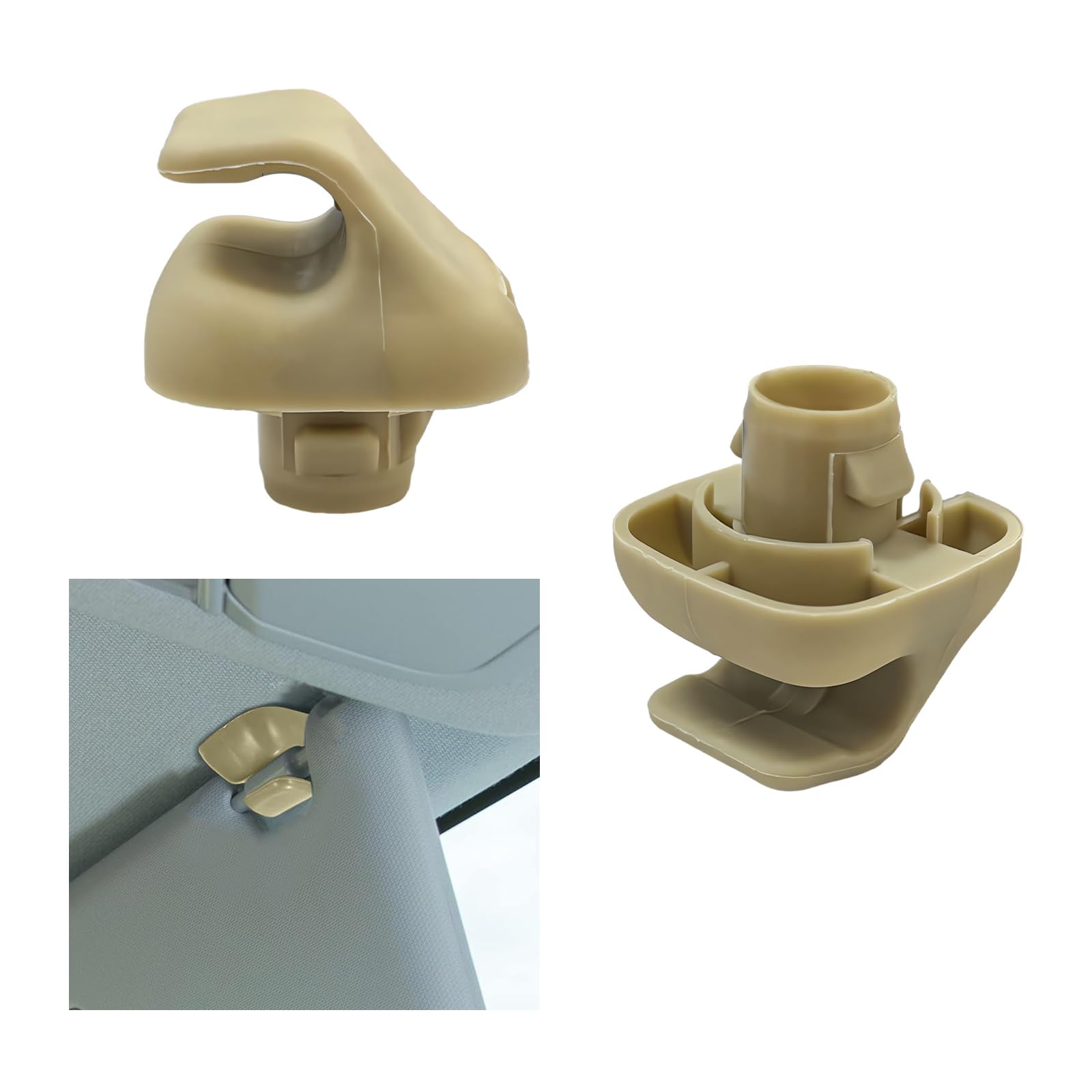 2 PCS Car Sun Visor Hook Clip, Auto Plastic Sun Visor Clip Replacement, Sunvisor Holder Hook for Civic Ridgeline CR-V, OE 88217S04003ZA, 88217S01A01ZA, Car Accessories (Beige)