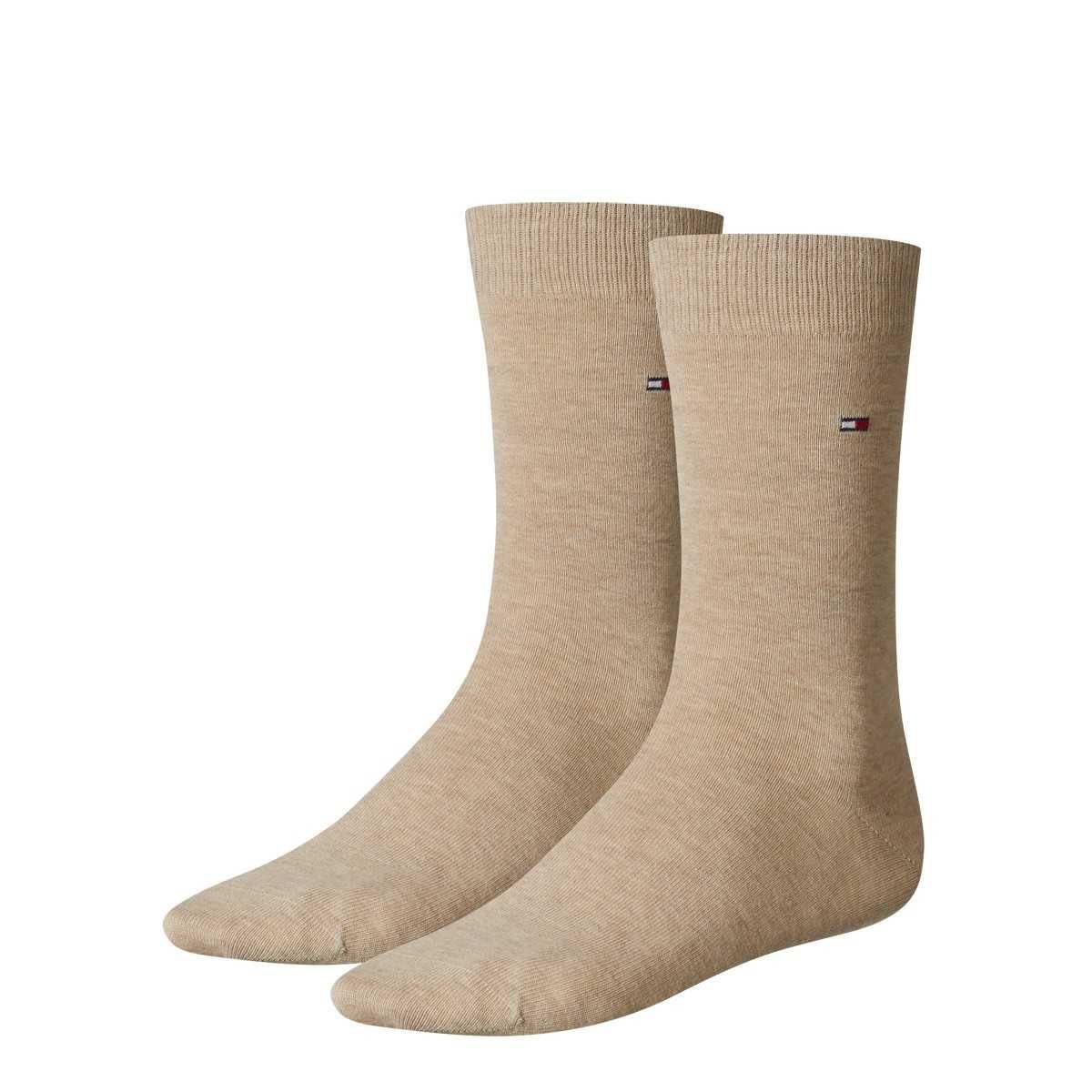 Tommy Hilfiger Men's Classic 2P Calf Socks, Light Beige Melange, Size 39