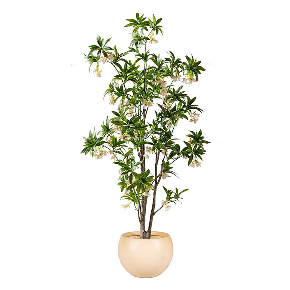 SWENEEN 180Cm High Artificial Water Stone Banyan Tree,Indoor Artificial Tree Potted Plant With Realistic Artificial Flowers,Decorative Green Artificial Tree,Tall Simulation Plant,C High 180cm