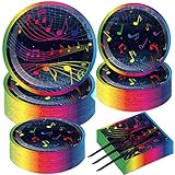 50 Guests Music Birthday Decorations Music Plates and Napkins Party Supplies Musical Themed Music Note Party Tableware Set Decorations Karaoke Party Plates Favors for Birthday Baby Shower 200 PCS