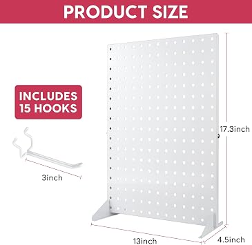 Metal Pegboard Display Stand (17*13inch,Black&White)