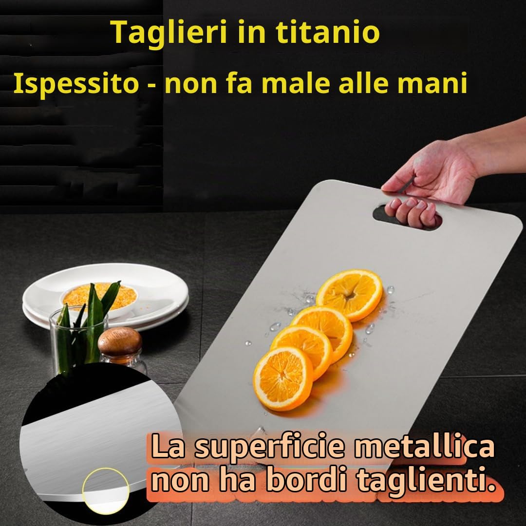 Yamato, tagliere in titanio, tagliere per cucina, Yamato, tagliere in titanio puro, tagliere double face, in acciaio inox, grande tappetino da taglio titanio (46 x 30 cm)