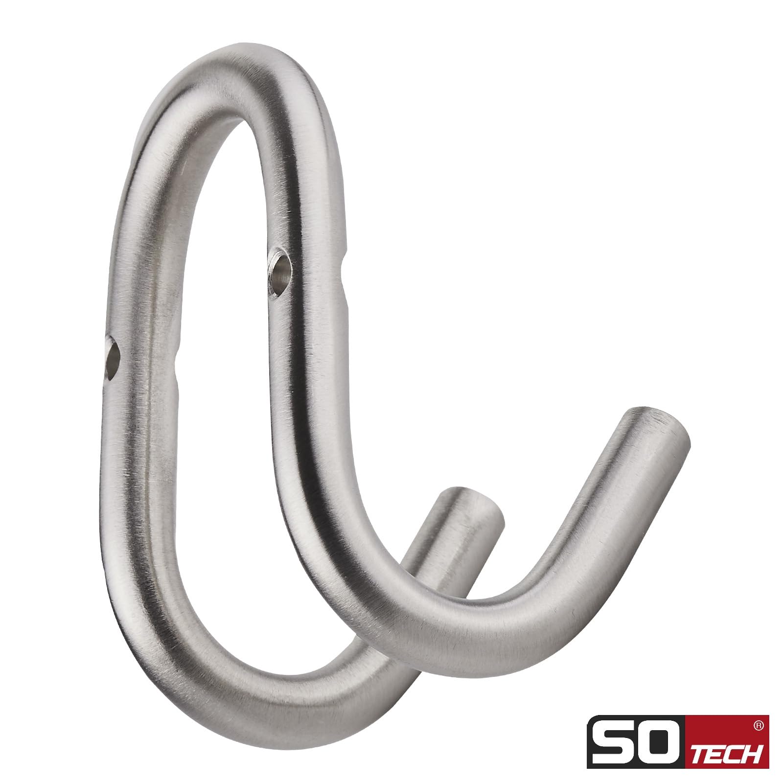SOTECH Juego de 5 percheros FARA 88 x 51 mm, auténtico acero inoxidable cepillado, ganchos para ropa, ganchos para pared, ganchos para chaquetas