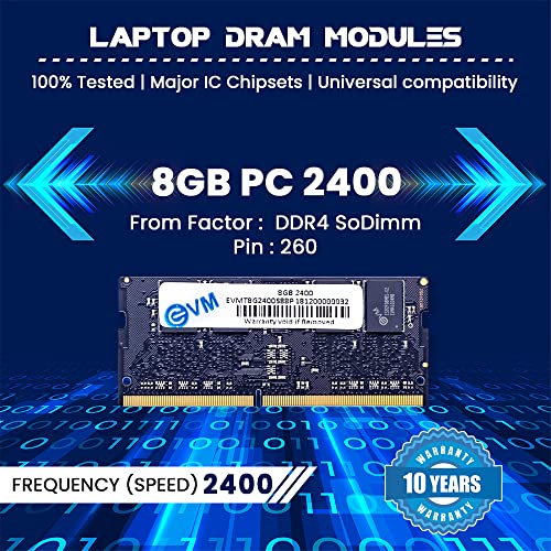 EVM 8GB DDR4 Laptop RAM 2400MHz So-DIMM - Update Your Desktop's Performance with 10-Year Warranty - (EVMT8G2400S88P) - Image 2