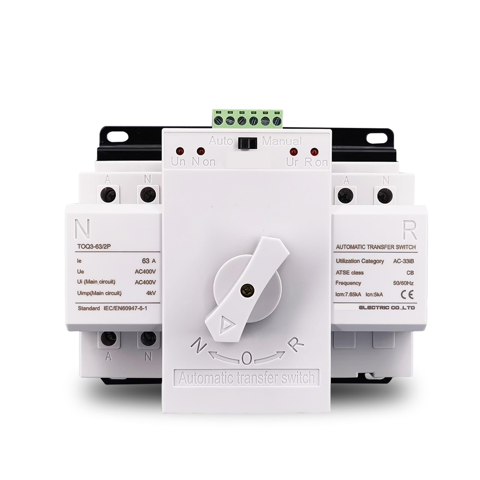 VSPPJYFG 2 Input 1 Outpout 2P 63A 230V 50/60Hz MCB Type Dual Power Automatic Transfer Switch ATS 1Pcs