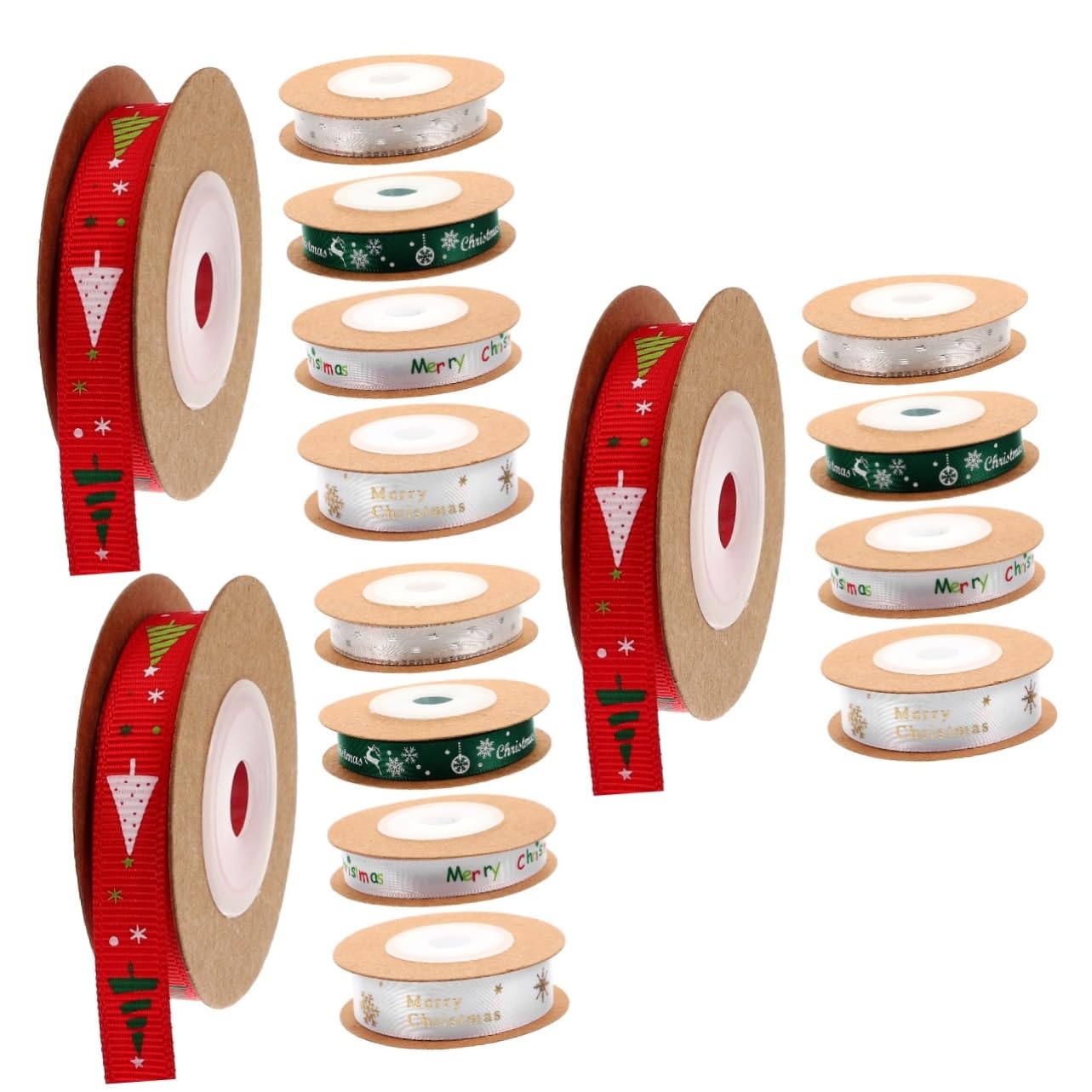 15rollen Weihnachtsgeschenkband Dekorative Satinbänder Für Party-dekoration Schleifen Festliche Verpackung Für Weihnachten Pro Rolle