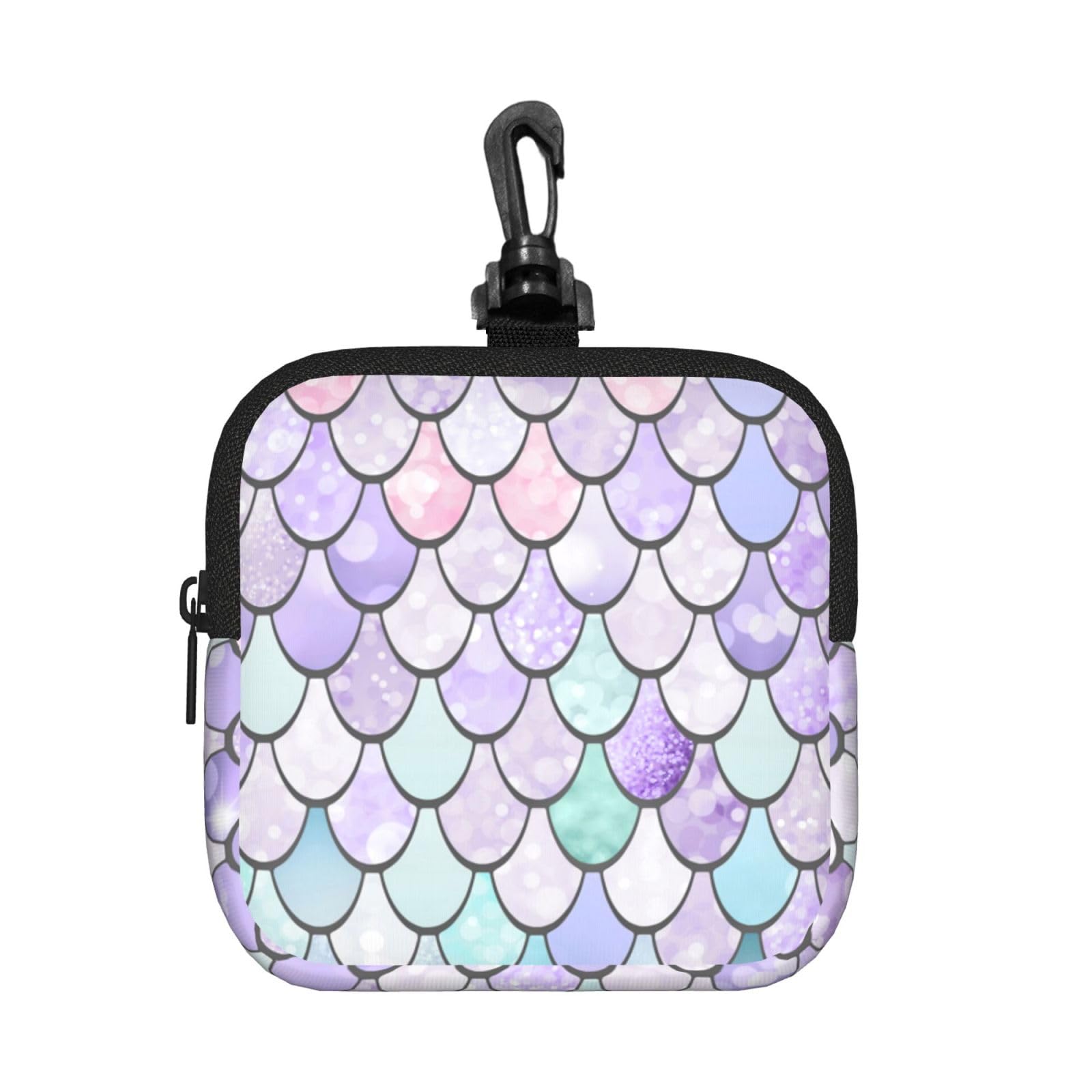 Ercgad Unisex Black Mermaid Red Purple Print Square Storage Bag Travel Toiletry Cosmetic Organizer Pouch Lightweight Reusable
