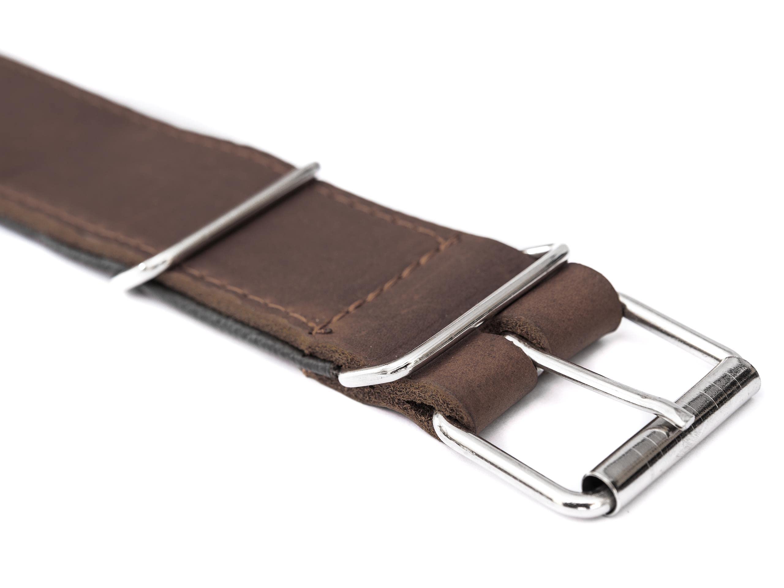 Collier pour chien en cuir avec boucle en métal Marron 65 x 4 cm