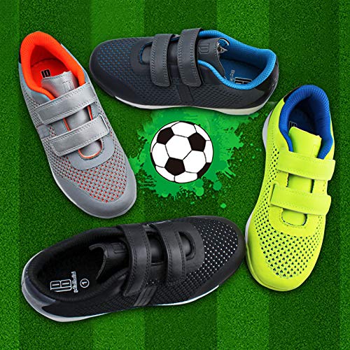 brooman Kids Knit Indoor Soccer Shoes Boys Girls Athletic Football Shoes (3,Lime)