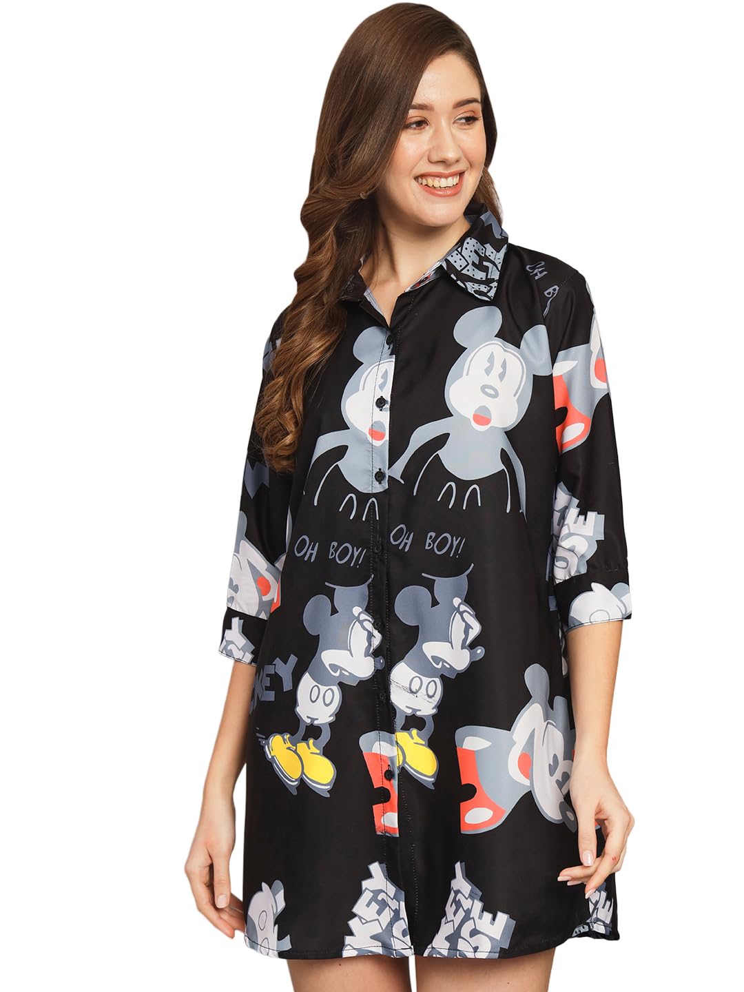 FUNDAY FASHIONWomen Shirt Style Mini Dress