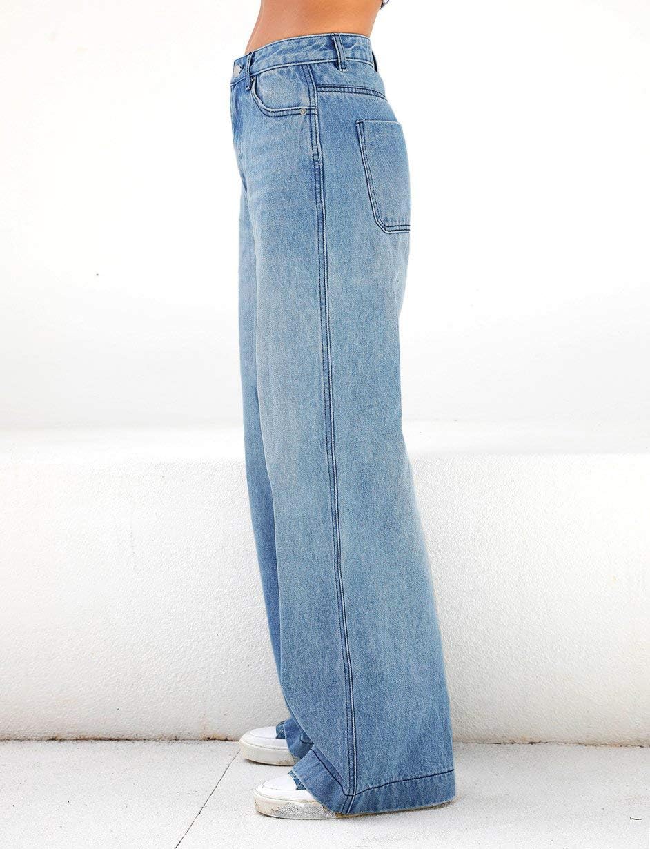 EMMIOL Wide Leg Jeans Damen Baggy High Waist Straight Jeanhosen