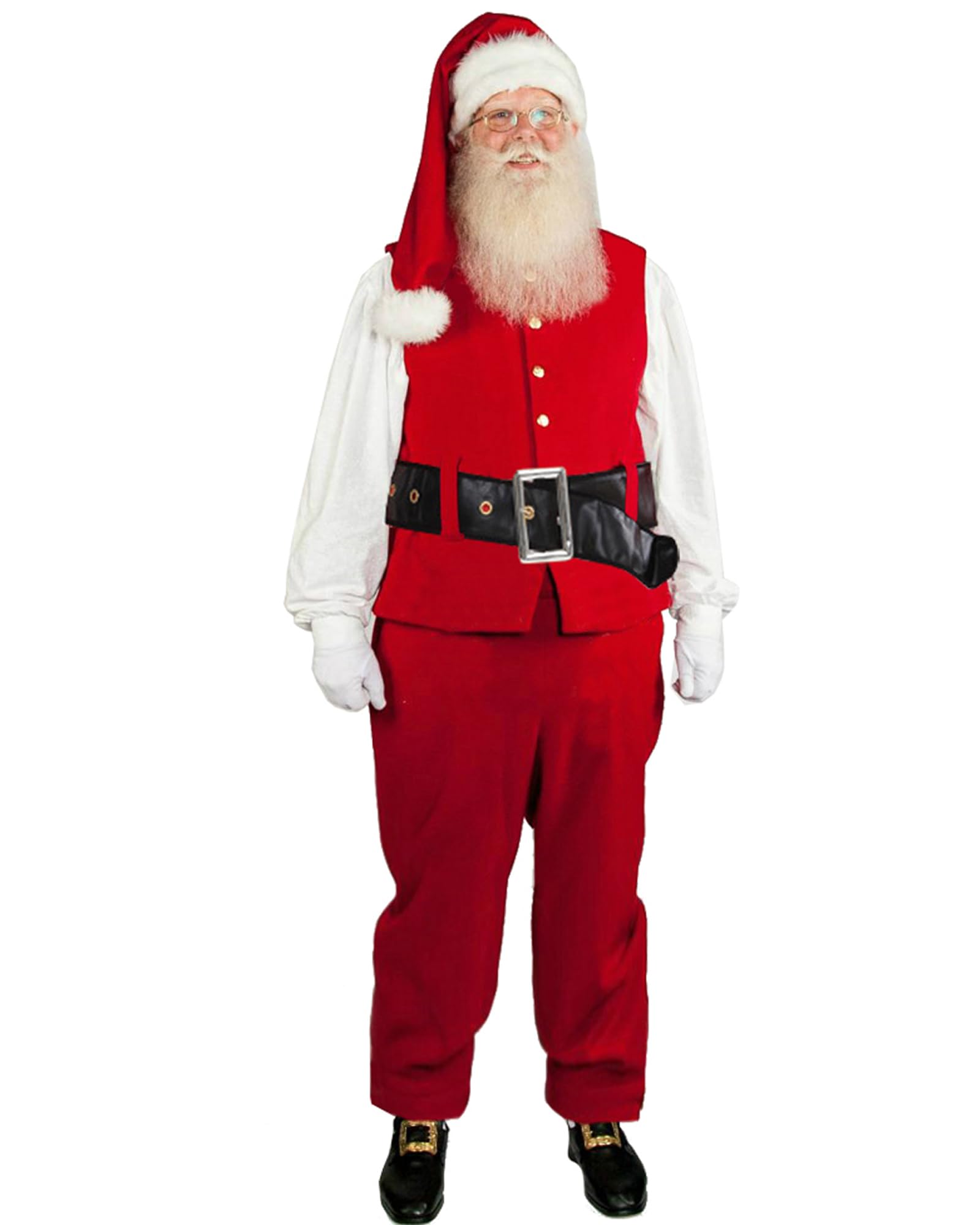 Cusghjbsg Men's Santa Costume Set Fancy Velvet Christmas Cosplay Outfit Themed Party Stage Show Role-playing Costume with Belt and Hats (Red E, M)
