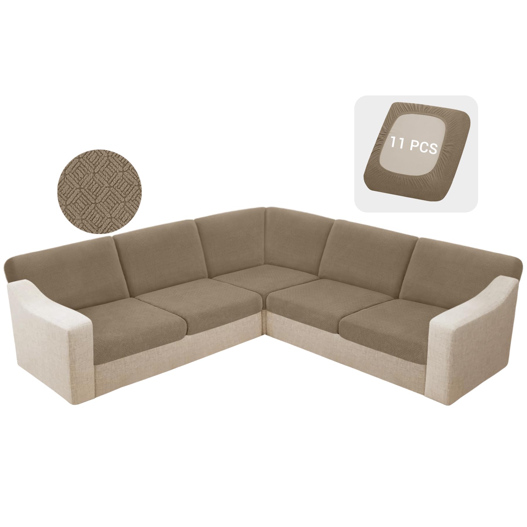 HDCAXKJ Waterproof Sectional Couch Cushion Covers 11 Pieces Stretch Jacquard L Shaped Corner Sofa Slipcover Back Cover Soft Sofa Seat Cushion Covers