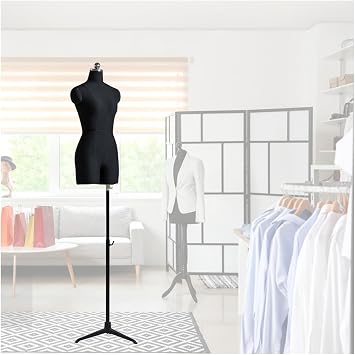 Dress Form Mannequin Torso for Sewing, Anti Static Cotton 360rotatable Body Tailors Dummy with Adjustable Metal Tripod Stand for Clothing Display Adjustable HeightBlack,82#