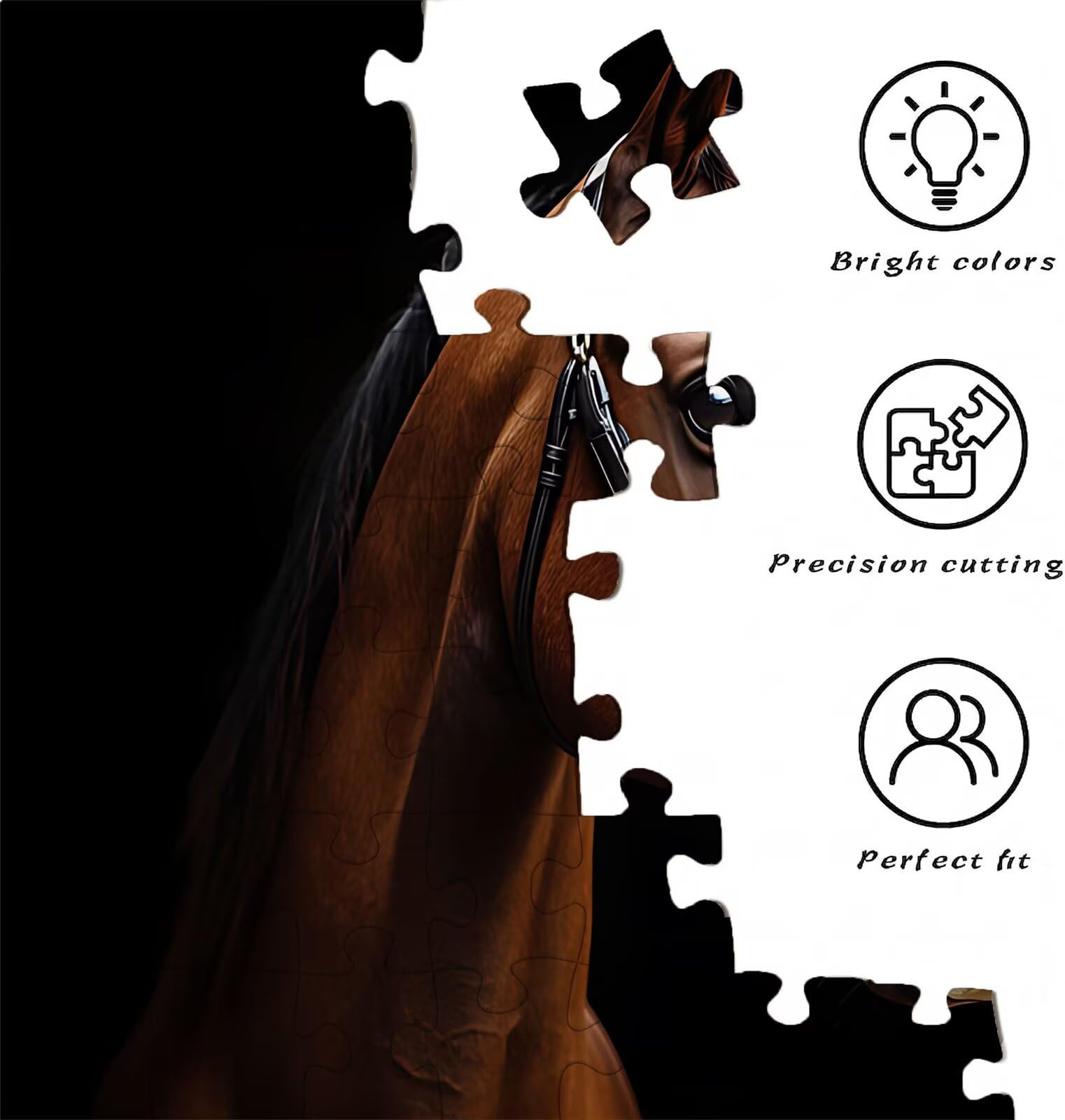 Puzzle 1500 Teile, Holzpuzzle Erwachsene - Impossible Puzzle 87 x 57 cm niffliges Denkspiel & Denksport für Frauen & Männer, Familienspiel für Spieleabende, Geschenk für Frauen Pferd Tier w0-525