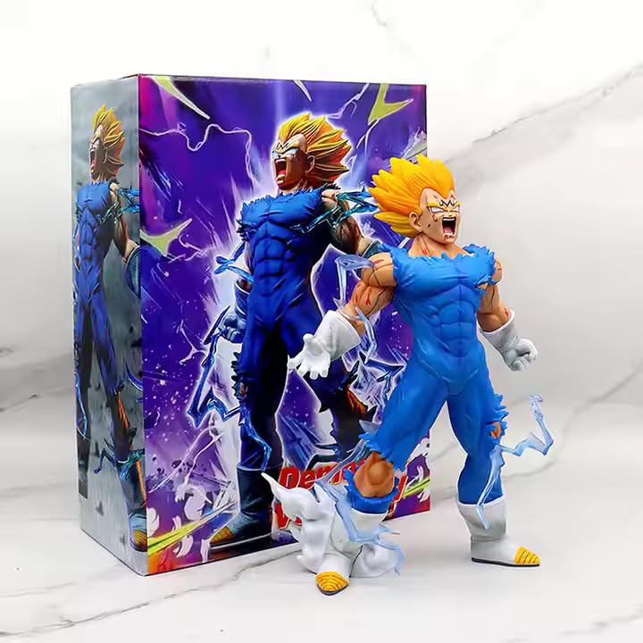 Image of Majin Vegeta IV in Super Saiyan Mode Action Figure - Dragon Ball Z Collectible, 25cm Miniature PVC Toy, Special Edition Figurine for Anime Lovers, Car & Desk Ornament