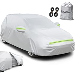 Las Fundas Para Auto Daña La Pintura Favoto Funda para coche con tapa trasera de ajuste universal de 145 a 157 pulgadas, diseño de cremallera lateral derecho, protección solar, resistentes a los arañazos, cubiertas exteriores completas