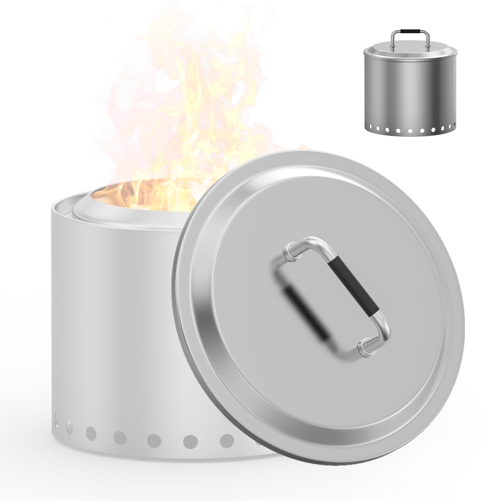 Fire Pit Lid for Solo Stove Ranger 15" Accessories, Round Fire Pit Cover for Solo Stove Lid Ranger 2.0/1.0, Stainless Steel Lid with Handle for Solo Ranger & More 15" Firepit Camping Accessory-image-15