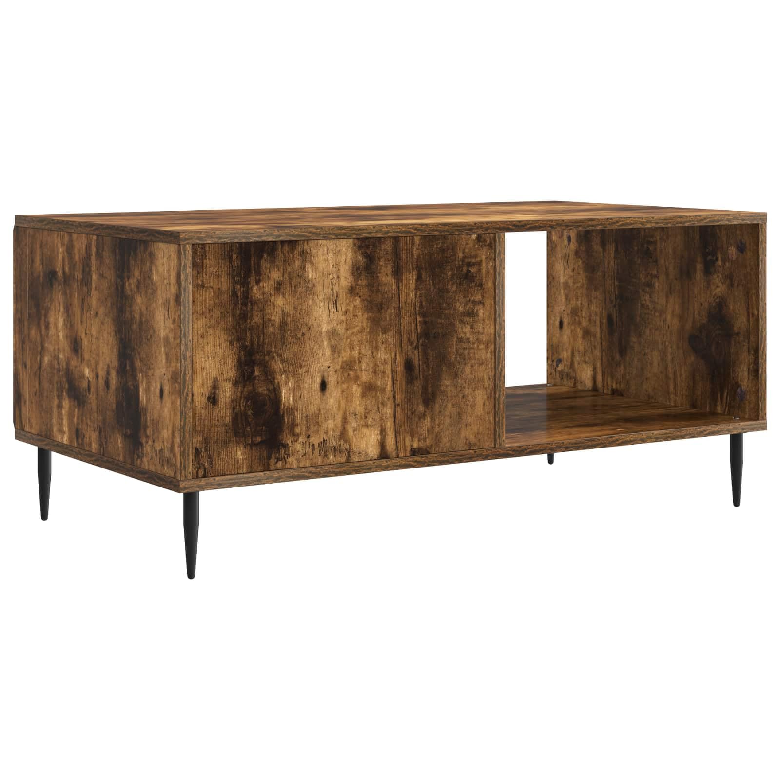 Hothingwell Couchtisch, 90 x 50 x 40 cm, Holz | Füße aus schwarzem Metall, Aufbewahrung unter dem Tisch, Rückseite fertig, Reinigung mit feuchtem Tuch
