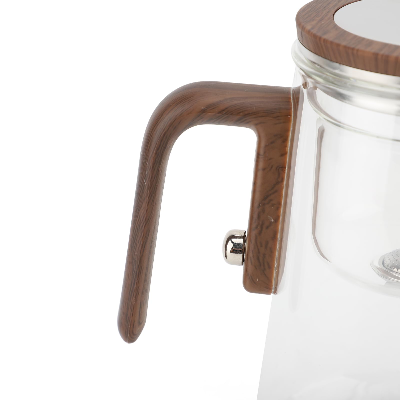 AMONIDA Szklany Czajniczek z Zaparzaczem, Przezroczysty Czajnik do Herbaty o Pojemności 600 Ml, Zaparzacz do Herbaty ze Stali Nierdzewnej z drewnianą rączką, Idealny Domu, Biura i Restauracji