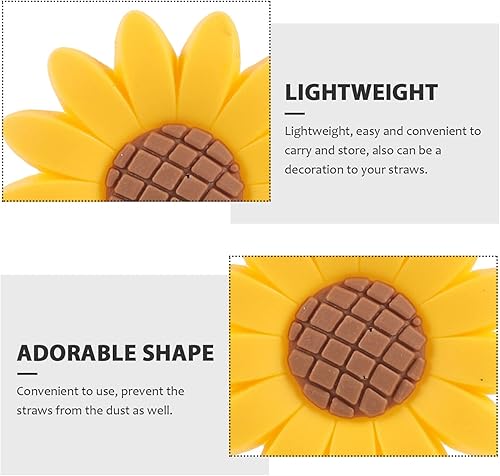 Miniatura 9 de SEWACC 12 puntas de pajita, 12 unidades, girasol, uva, sandía, cactus, rosa, tapones para pajilla, tapones de paja de silicona, tapas reutilizables