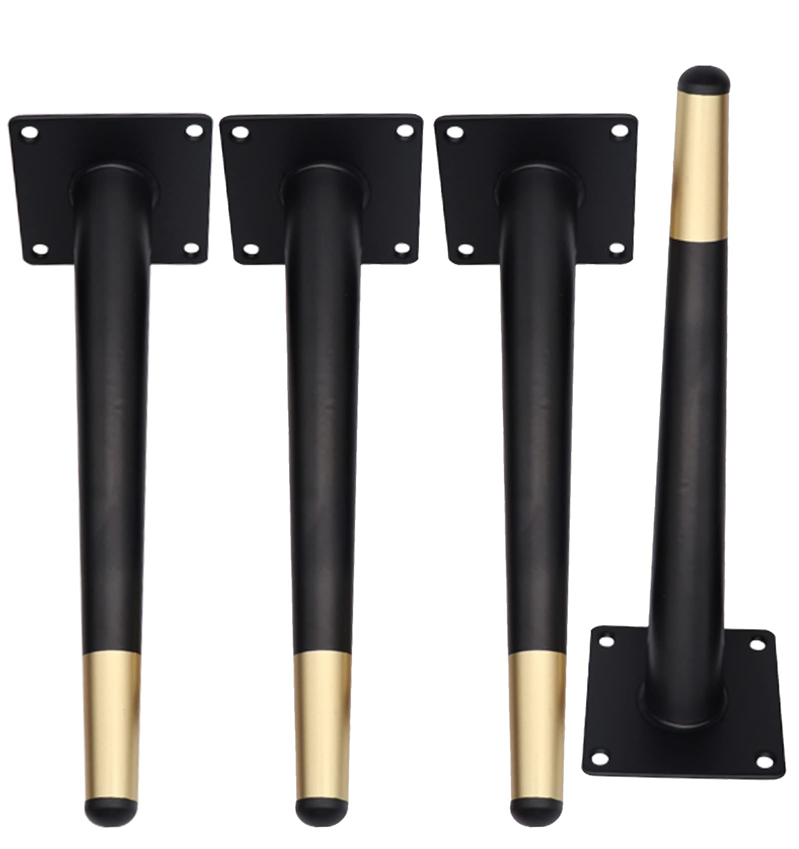 Piedini per Mobili Piedini di Supporto Sostitutivi per Divani Gambe Dritte Coniche in Metallo per Mobili per Armadi Divani Sedie Tavoli 4 Pezzi Altezza 10-72 cm (55 cm/21,7 Pollici Nero + Oro)