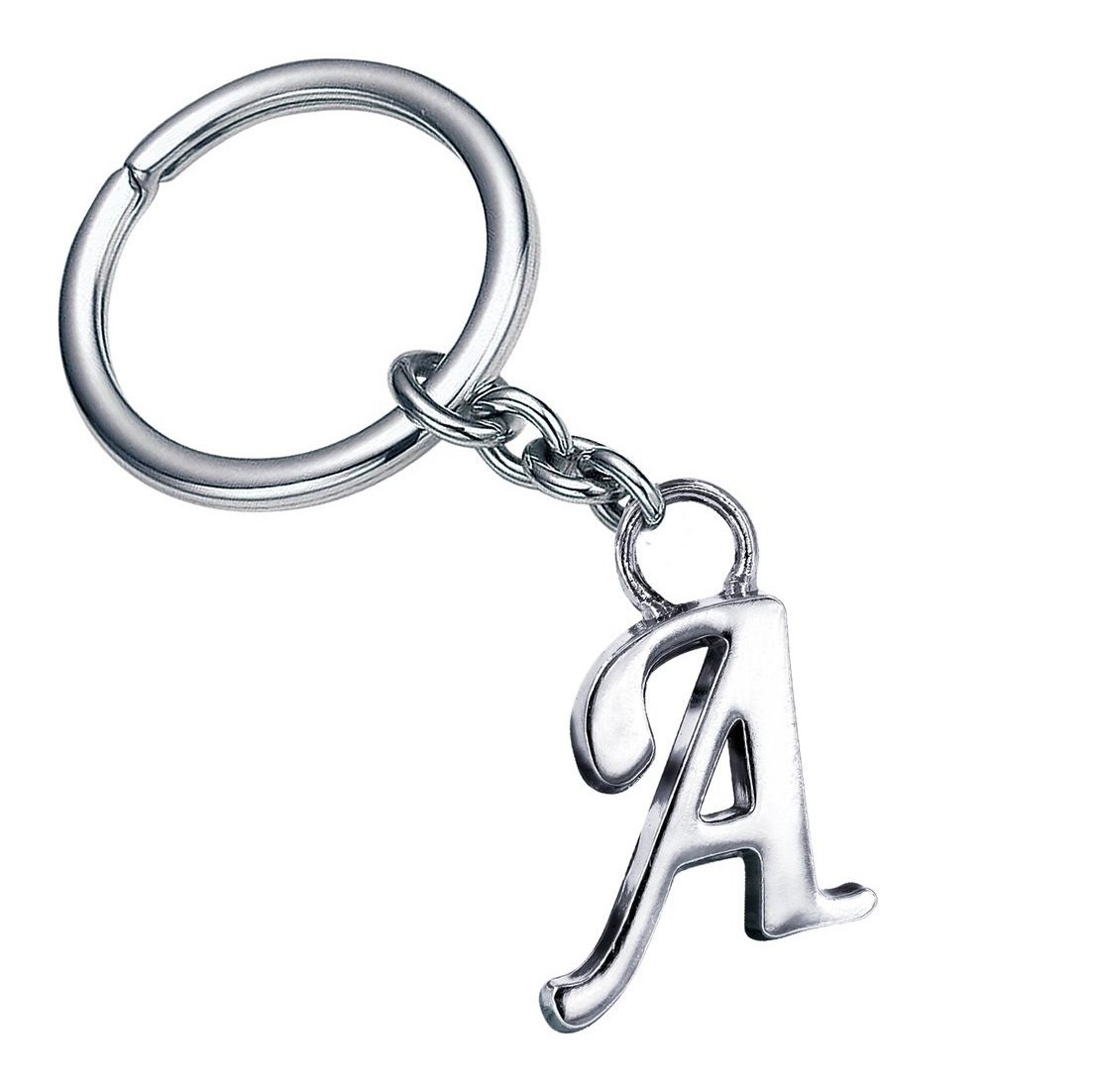 GCT Alphabet Letter A Metal Keychain for Car Bike Men Women Keyring (Silver)