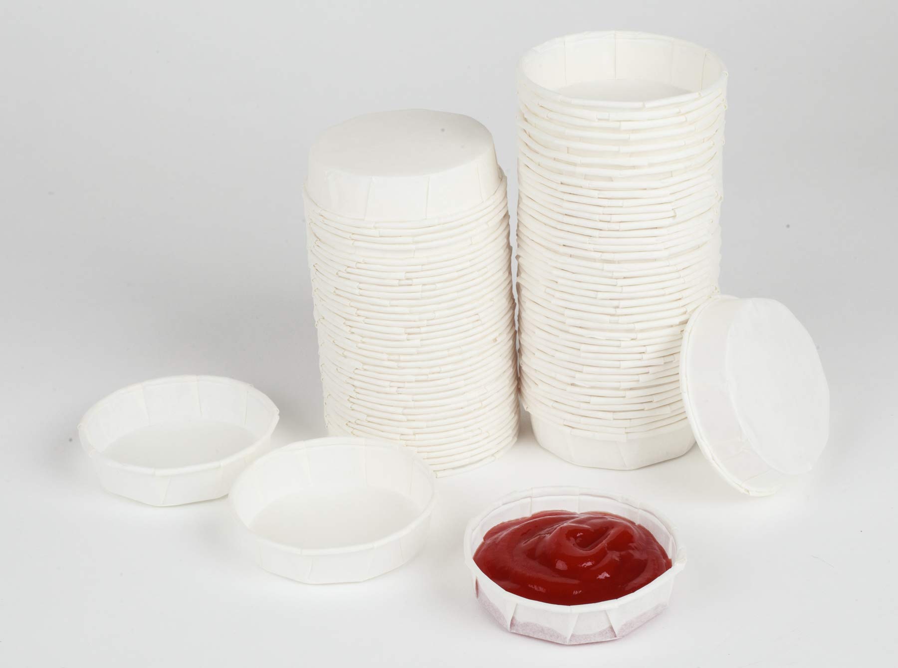 Golden Apple1oz Squat-250ct White Treated Paper Souffle Portion Cups for Measuring, Medicine, Samples, Jello Shots,Harvest Paper. Compostable Souffle, Portion Cup