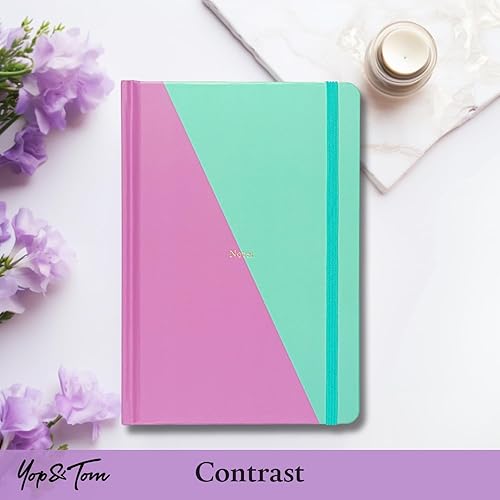 Miniatura 2 de Yop & Tom Diario con forro de contraste, cuaderno A5 con papel grueso de 3.53 ozm y encuadernación plana, lila y menta