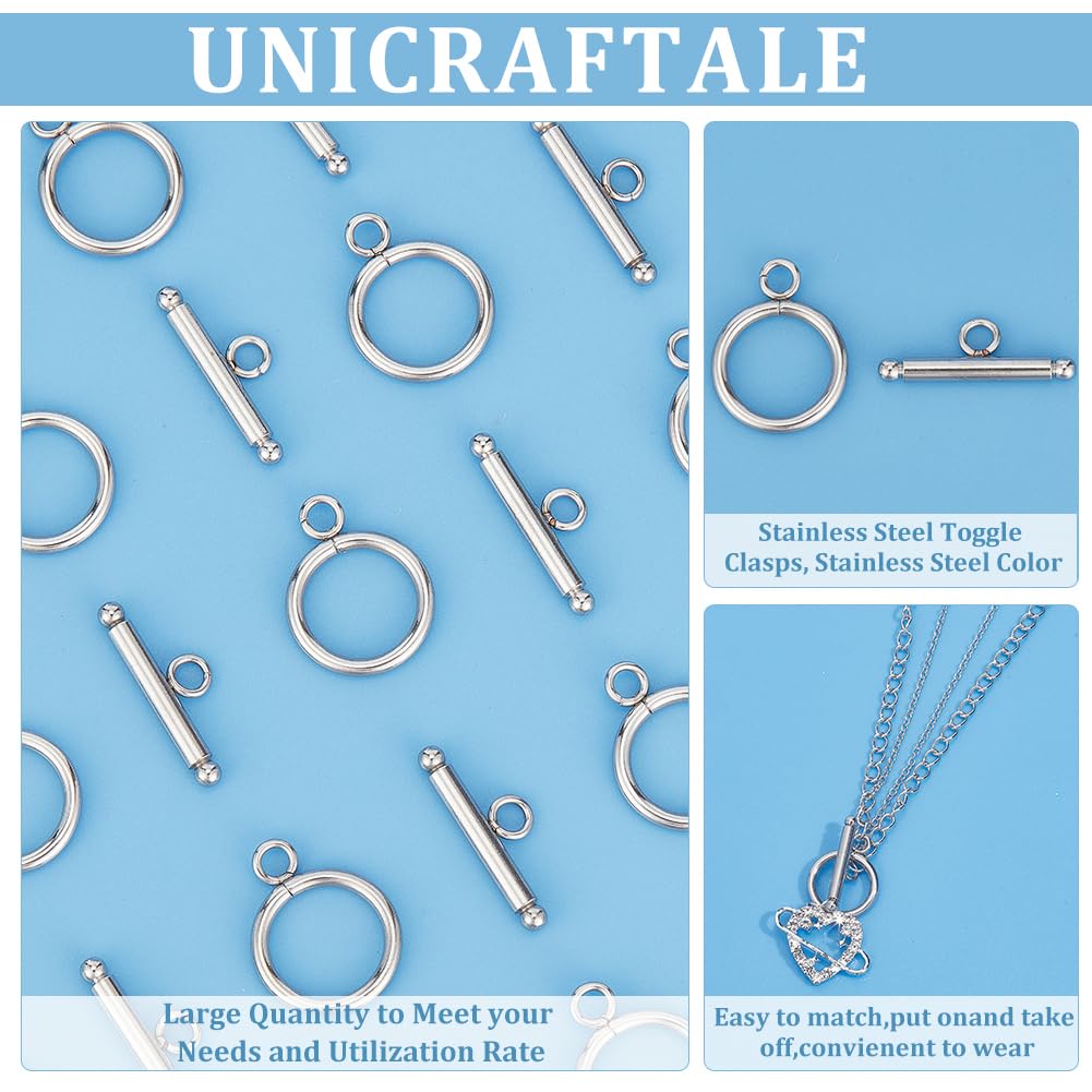 UNICRAFTALE 4 Set Fermagli A Levetta In Argento Sterling 925, Tondi Con Anelli Di Congiunzione, Per Bracciali E Collane Fai Da Te