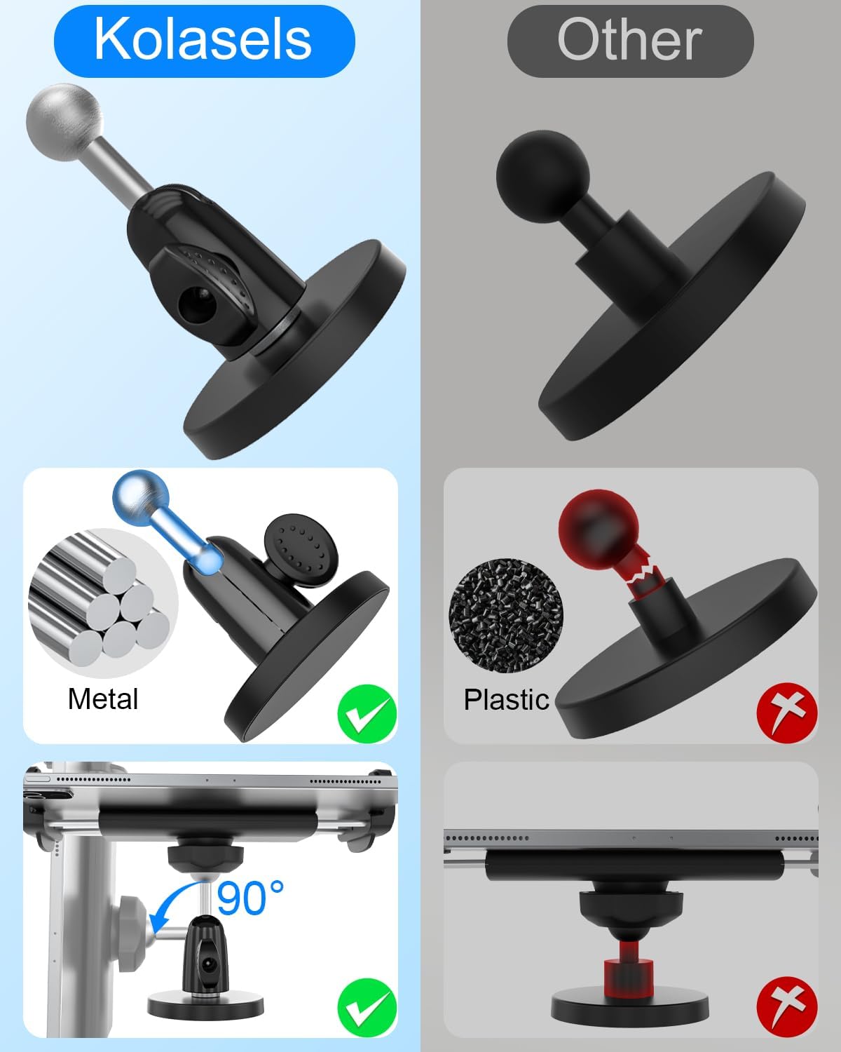 Magnetic Tablet Holder, iPad Magnetic Mount with Adjustable Arm, Magnet Tablet Mount for Fridges/Metal Surface/Whiteboard/Gym Equipment/Iron Rack, Compatible 4.7-12.9" Tablets and Phones