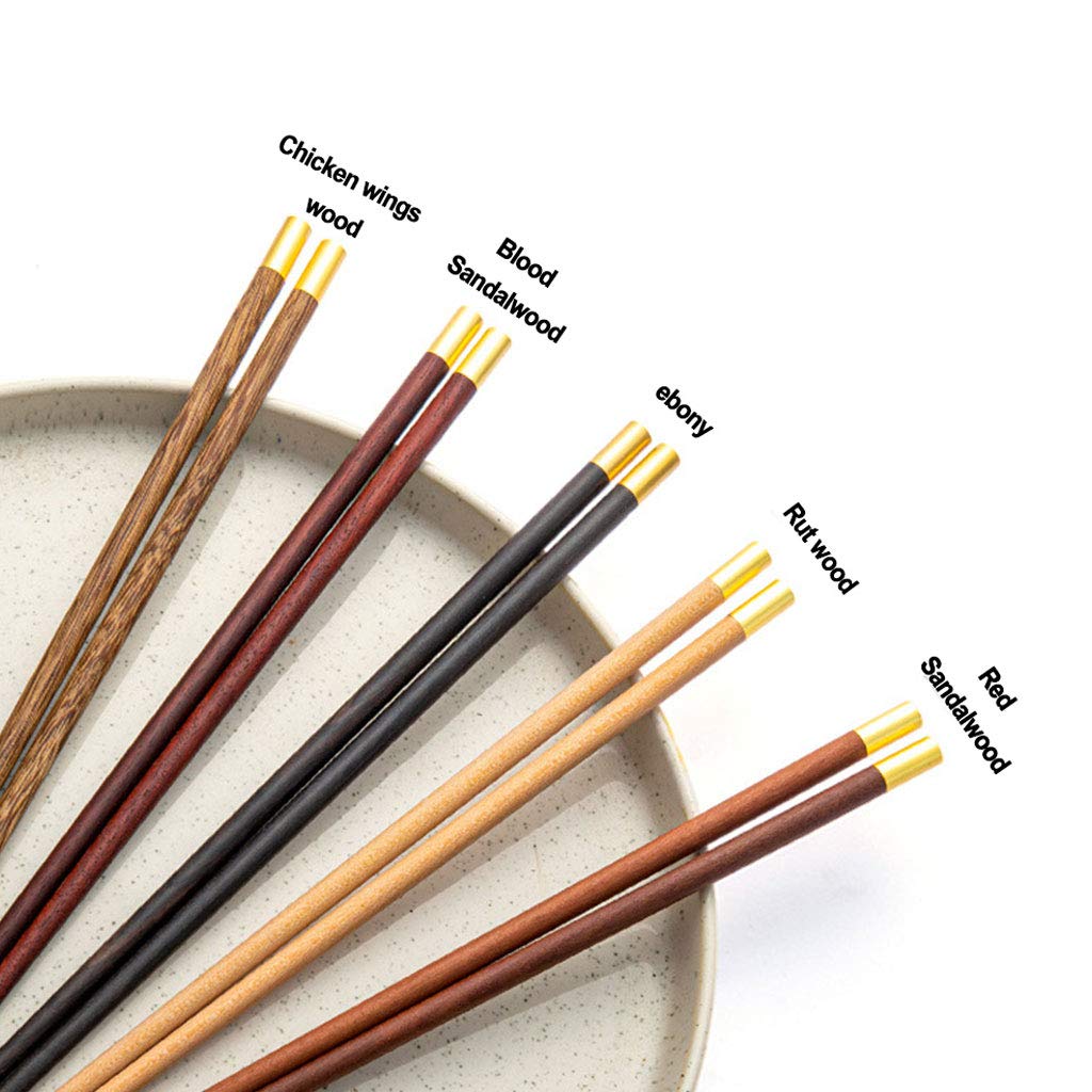 Coffret Cadeau de Baguettes réutilisables en Bois avec étui, Baguettes à Sushi japonaises Rondes, Baguettes Chinoises de Luxe en Bois Naturel, Baguettes antidérapantes, Baguettes l(B)