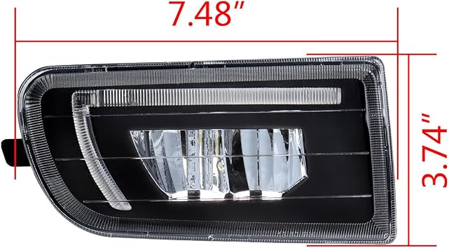 2 Pack Front Lower White LED Fog Light with Daytime Running Lamp, Black Housing Clear Lens, for 1993-1999 Toyota Corolla AE100 AE101 Base CE DX LE Sedan All Trac DX Wagon