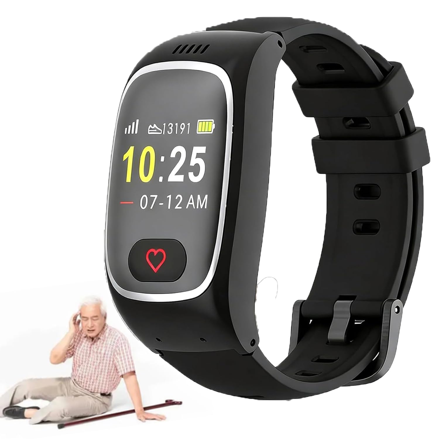 Orologio intelligente con rilevamento delle cadute per anziani, posizionamento GPS, chiamate bidirezionali, monitoraggio della frequenza cardiaca e della pressione sanguigna, fitness tracker