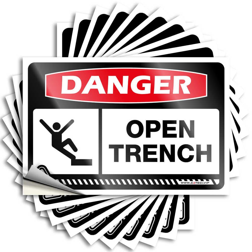 Danger Open Trench Punk Desk Decor for Men - Bumper Case Removable Vinyl Decal(6X9CM)