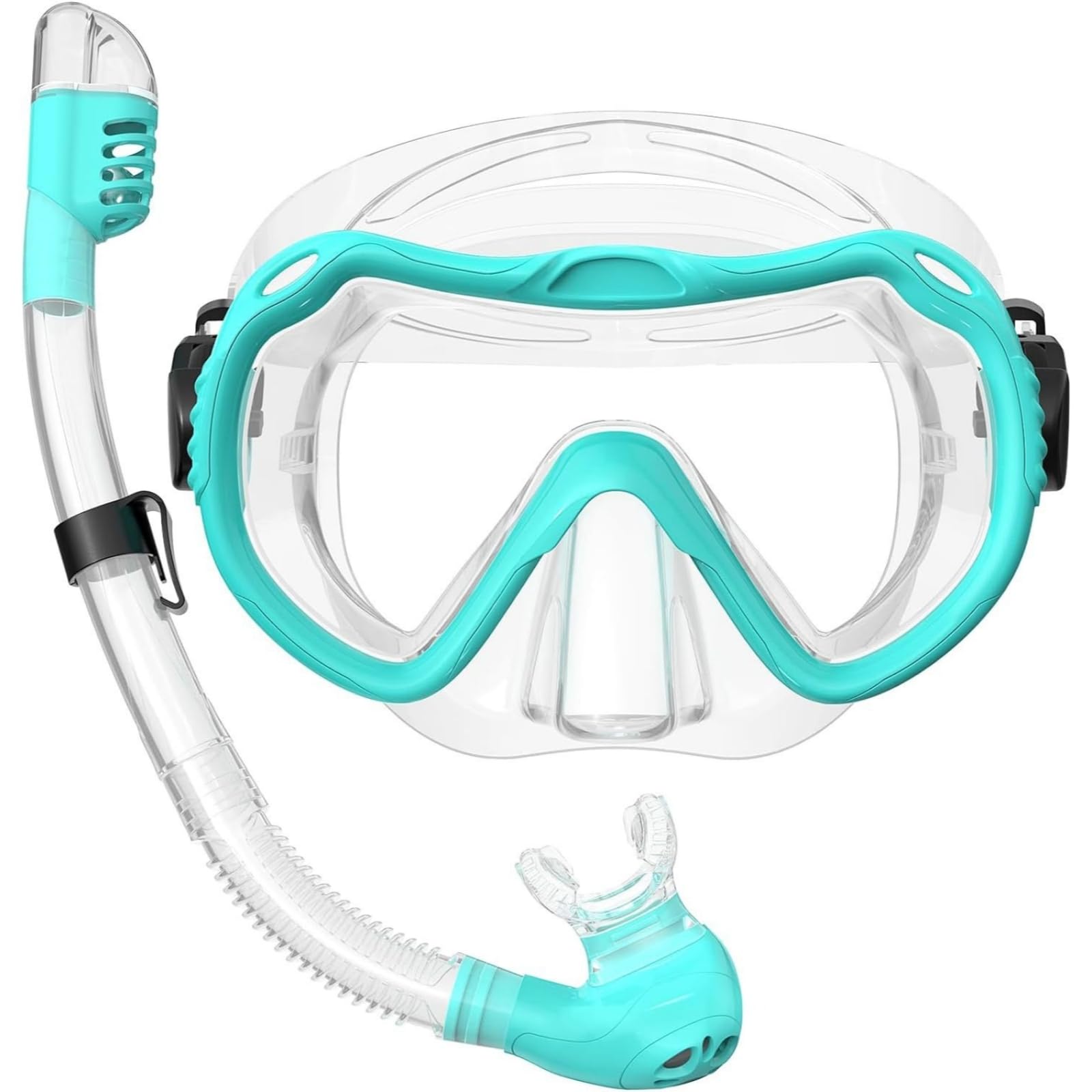 Juego de esnórquel con tubo y gafas de buceo, seco para buceo y snorkeling, cristal templado unisex para adultos