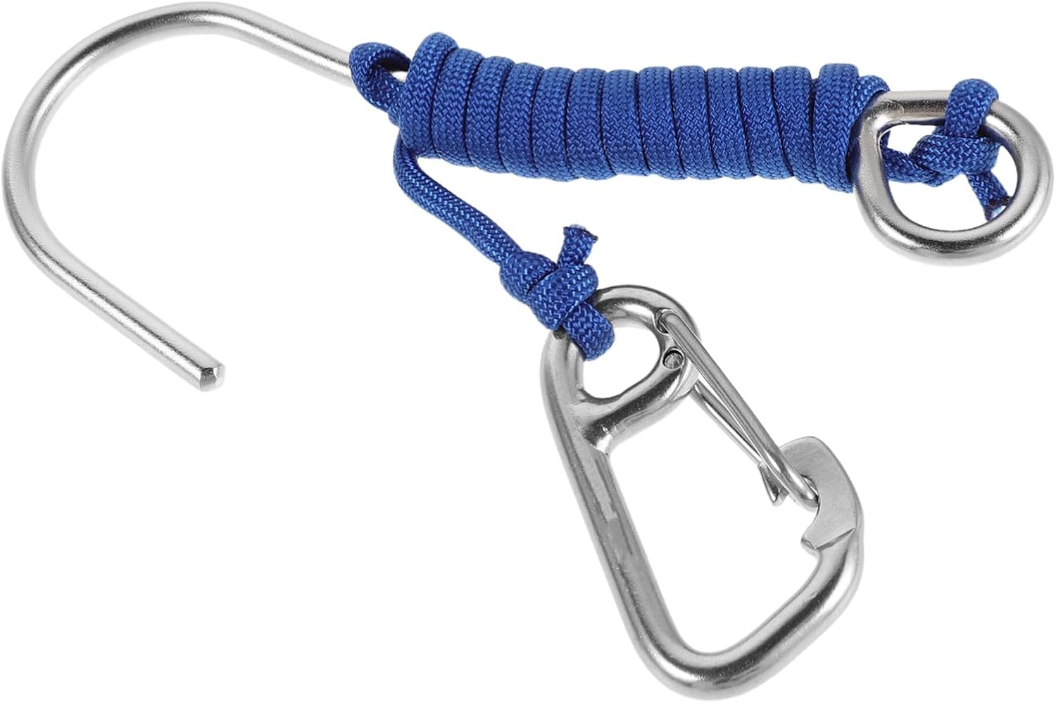 Diving Reef Hook Single Stainless Steel Scuba Safety Hook with 120cm Blue Rope Lightweight Portable Scuba Diving Gear for Underwater Activities