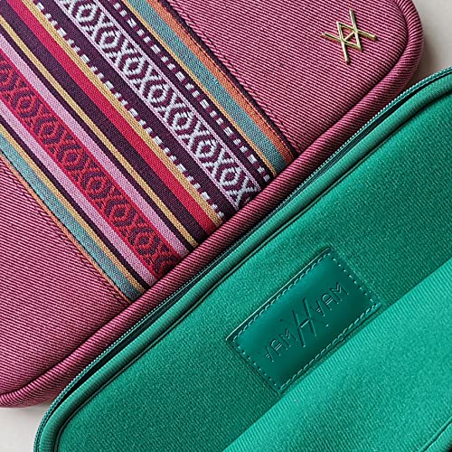 VAMVAM by Wondee Laptop Sleeve up to 16" Cherry Color with Decorative Strip Fabric Ethnic Color Padded and Reinforced Zipper - Image 4