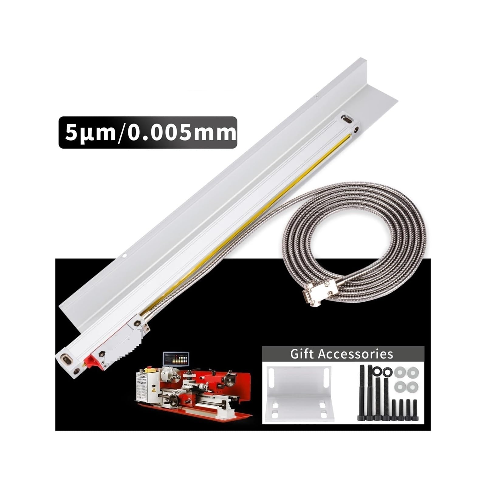 OPFVUJIKX Codificador DRO ABZ de 5 micras con e Lineal de Alta precisión de 0,005 mm y Regla de Rejilla óptica de 850 mm, 900 mm, 950 mm y 1000 mm.(Travel 900mm)