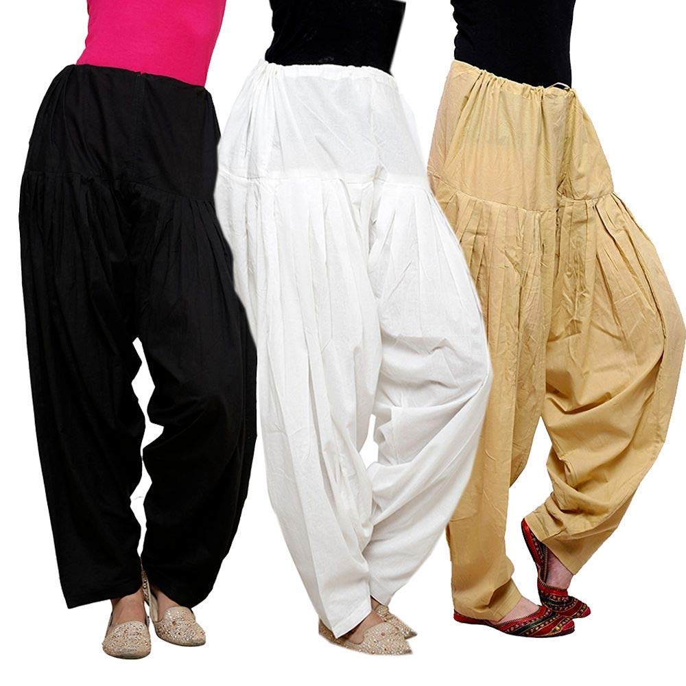 Woman Cotton Patiala Salwar Pants for Women/Girls Bottom Combo Pack of 3 - Free Size-picture-18