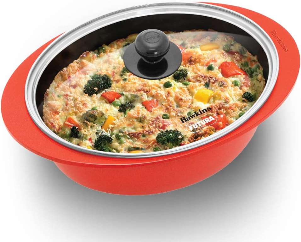 Hawkins 3 Litre Dutch Oven, Nonstick Biryani Pot, Red Ceramic Coated Casserole, Cooking Pot, Saute Pan, Red (DCDO3G)